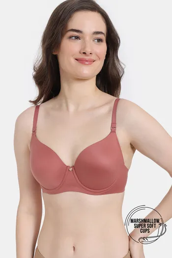 Buy Zivame Marshmallow Padded Wired 3/4th Coverage T-Shirt Bra - Dusty Cedar